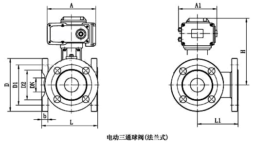 電動(dòng)三通球閥_外形尺寸