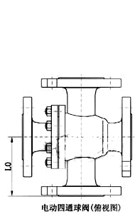 電動四通球閥_俯視圖
